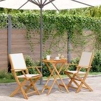 Berkfield Home 3 Piece Bistro Set Cream White Fabric & Solid Wood