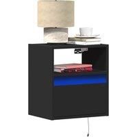 Berkfield Home Wall-mounted Bedside Cabinets with LED Lights 2 pcs Black