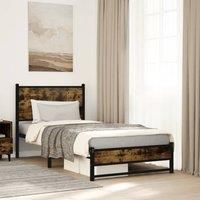 Berkfield Home Metal Bed Frame without Mattress Smoked Oak 90x200 cm in Brown