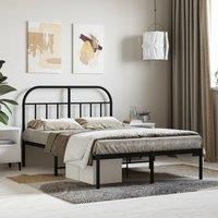 Metal Bed Frame with Headboard Black 120x200 cm