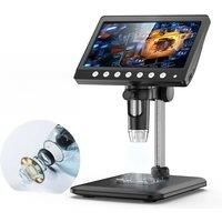 5MP 7'' Digital Microscope1200x Magnification HD Coin Microscope with 8 LEDs Soldering Microscope