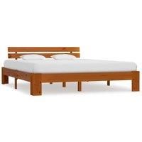 Bed Frame Honey Brown Solid Pine Wood 180x200 cm Super King