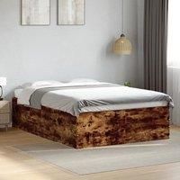 Berkfield Home Bed Frame without Mattress Smoked Oak 120x200 cm in Brown | Size: Small Double
