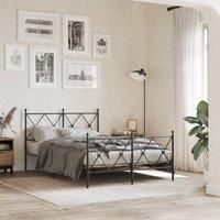 Berkfield Home Metal Bed Frame without Mattress with Footboard Black 120x190cm | Size: 120x190 cm