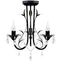 Berkfield Home Art Nouveau Style Black Chandelier Crystal Beads 3xE14 Bulbs