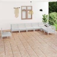 8 Piece Garden Lounge Set Solid Wood Pine White