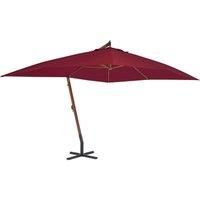 Cantilever Umbrella with Wooden Pole 400x300 cm Bordeaux Red