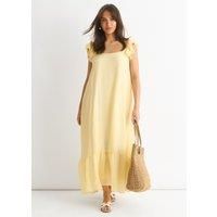 Lemon Ruffle Short Sleeve Viscose Maxi Dress