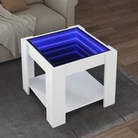 Berkfield Home Coffee Table with LED White 53x53x45 cm Engineered Wood | Size: 53 x 53 x 45 cm