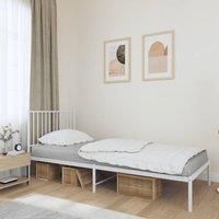 Metal Bed Frame with Headboard White 90x190 cm Single