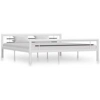 Bed Frame White and Black Metal 180x200 cm Super King