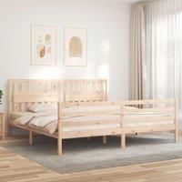 Bed Frame with Headboard 200x200 cm Solid Wood