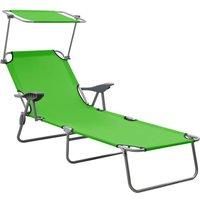 Sun Lounger with Canopy Steel Green