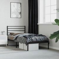 Metal Bed Frame with Headboard Black 90x190 cm Single