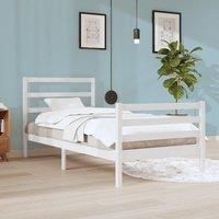 Bed Frame White Solid Wood Pine 90x200 cm