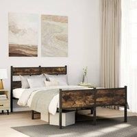 Berkfield Home Bed Frame without Mattress Smoked Oak 120x200 cm Engineered Wood in Brown | Size: Small Double