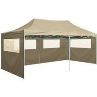 Professional Folding Party Tent with 4 Sidewalls 3x6 m Steel Cream