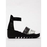 Fly London Women/'s BONO290FLY Sandal, Silver/Graphite/Black, 7 UK