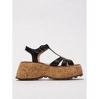 Fly London Coil Cork Wedge Sandal - Black