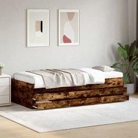 Berkfield Home Daybed with Drawers without Mattress Smoked Oak 100x200 cm in Brown