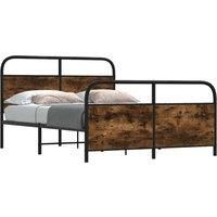 Berkfield Home Metal Bed Frame without Mattress Smoked Oak 137x190 cm in Brown