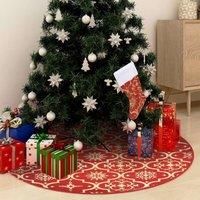 Berkfield Home Luxury Christmas Tree Skirt with Sock Red 90 cm Fabric