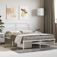 Metal Bed Frame with Headboard White 140x200 cm
