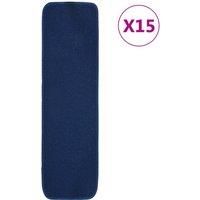 Berkfield Home Anti Slip Stair Mats 15 pcs 75x20 cm Navy Blue Rectangular | Size: Medium