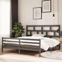 Bed Frame Grey Solid Wood Pine 200x200 cm