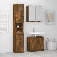Berkfield Home 3 Piece Bathroom Cabinet Set Smoked Oak Engineered Wood in Brown