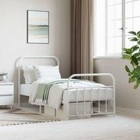 Metal Bed Frame with Headboard and Footboard White 90x190 cm Single