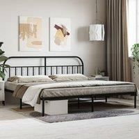 Metal Bed Frame with Headboard Black 193x203 cm