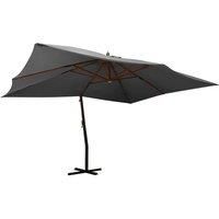 Cantilever Umbrella with Wooden Pole 400x300 cm Anthracite