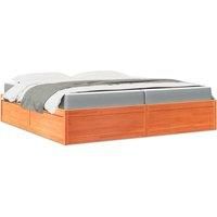 Berkfield Home Bed with Mattress Wax Brown 200x200 cm Solid Wood Pine