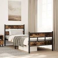 Berkfield Home Metal Bed Frame without Mattress Smoked Oak 100x200 cm in Brown