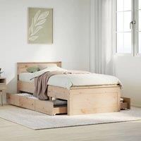 Berkfield Home Bed Frame without Mattress with Headboard 75x190 cm Small Single Solid Wood Pine in Brown