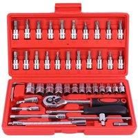 46pcs 1/4 Inch Drive Socket Set for Motor Ratchet Wrench Set Motorcycle Tool Kit, Bit Socket Wrench Set Metric Mechanic Tool Set