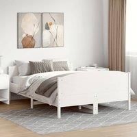 Berkfield Home Bed Frame without Mattress White 135x190 cm Double Solid Wood Pine