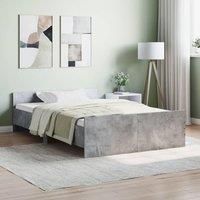 Bed Frame with Headboard and Footboard Concrete Grey 120x190 cm Small Double