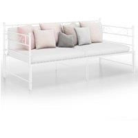 Pull-out Sofa Bed Frame White Metal 90x200 cm