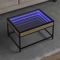 Berkfield Home Coffee Table with Infinity LED Sonoma Oak 70x50x41 cm in Brown | Size: 70 x 50 x 41 cm