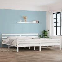 Bed Frame White Solid Wood 200x200 cm
