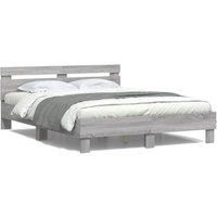 Berkfield Home Bed Frame with LED without Mattress Grey Sonoma 150x200 cm King Size