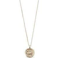 PILGRIM Jewelry Gold Plated Crystal Zodiac Sign Necklace, Gold