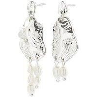 Pilgrim Bloom Earrings White/Silver-Plated