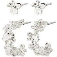 Pilgrim Zhuri Recycled Earrings 2-In-1 Set Silver-Plated