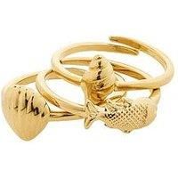 Pilgrim Breeze Rings 3-In-1 Set Gold-Plated