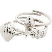 Pilgrim Breeze Rings 3-In-1 Set Silver-Plated