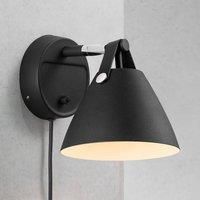 Nordlux 84291003 Black Metal Wall Light Real Leather Strap 15cm Requires Lamp