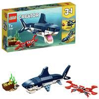 LEGO 31088 Creator Deep Sea Creatures: Shark, Crab and Squid or Angler Fish,  3 in 1 Seaside Adventures Building Set, Toys for Kids 7 Years Old and Older